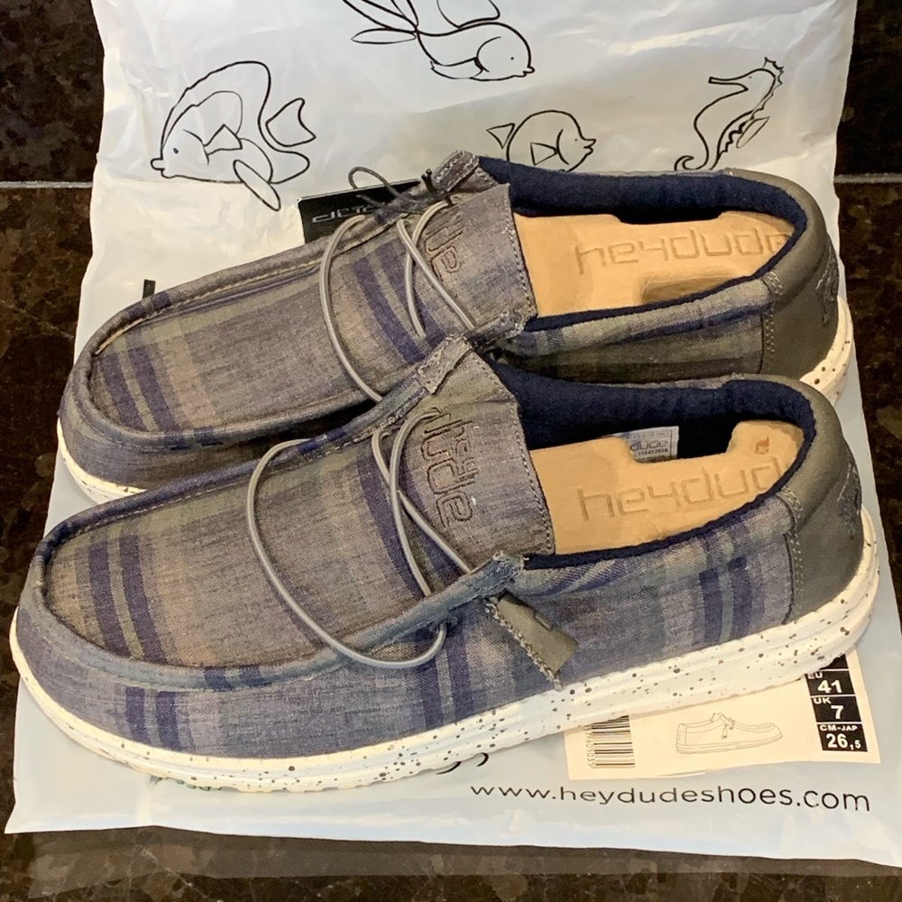 Hey Dude Wally Blue & Grey shoe